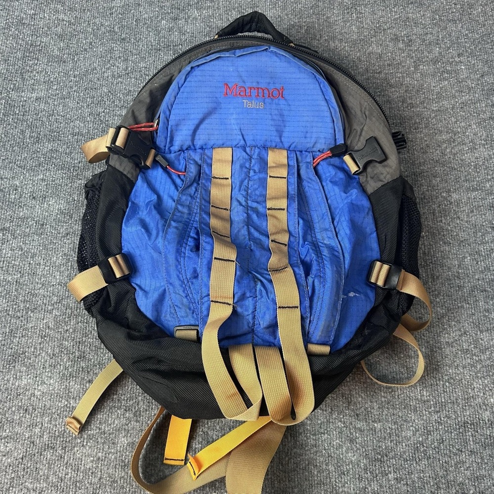 Marmot Talus Backpack Blue Hiking Pack Mens One Size Nylon Hip Belt Zip Outdoor